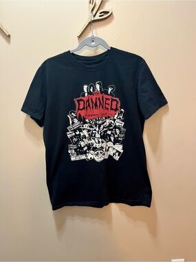 The Damned Graphic Tee - Black with Red & White Print Size Small